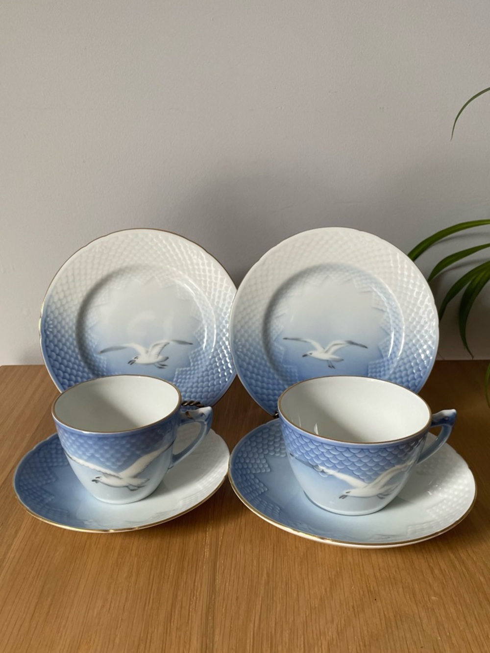 Vintage MCM Bing and Grondahl Danish Tea Cup Set Seagull Series 6 Pieces